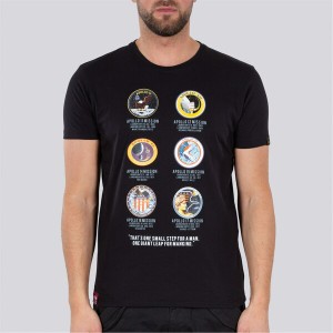 アルファインダストリーズ メンズ Tシャツ トップス Apollo Mission T Shirt Black