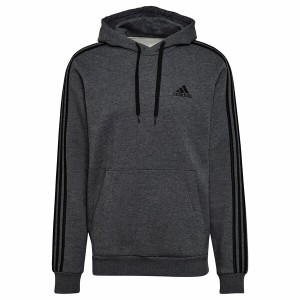 アディダス メンズ パーカー・スウェットシャツ アウター Essentials Fleece 3-Stripes Hoodie Mens Dark Grey/White