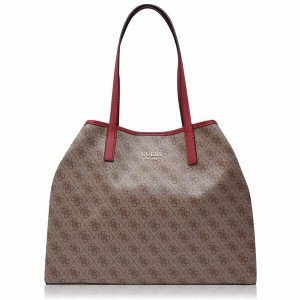 ゲス レディース トートバッグ バッグ Guess Large Logo Tote Vikky Bag Brown BRO