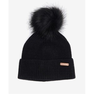 バブアー レディース 帽子 アクセサリー Mallory Pom Beanie Black