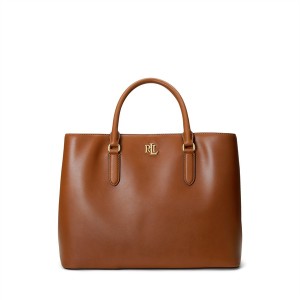 ラルフローレン レディース ハンドバッグ バッグ Smooth Leather Large Marcy Satchel Lauren Tan