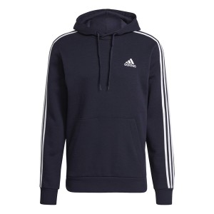 アディダス メンズ パーカー・スウェットシャツ アウター Essentials Fleece 3-Stripes Hoodie Mens Navy/White