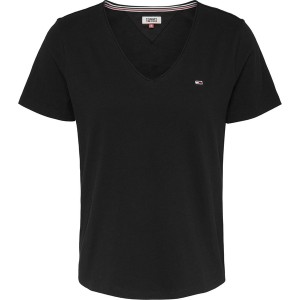 トミーヒルフィガー レディース Tシャツ トップス Slim V Neck T Shirt Black