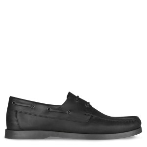 ジャック ウィルス メンズ デッキシューズ シューズ Leather Boat Shoes Black