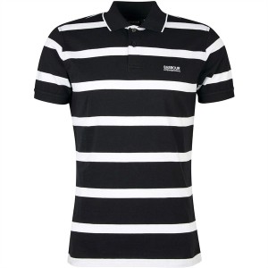 バブアー メンズ ポロシャツ トップス Cobain Striped Polo Shirt Black/White