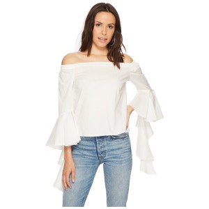 ビジョッププラスヤング レディース シャツ トップス Gigi Sleeve Detail Top White