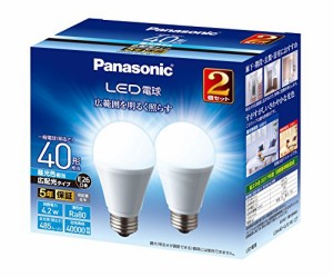 パナソニック LED電球 口金直径26mm 電球40W形相当 昼光色相当(4.2W) 一般電球・広配光タイプ 2個入り ・・・