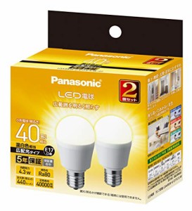 パナソニック ミニクリプトン型 LED電球 口金直径17mm 電球40W形相当 温白色相当(4.3W) 一般電球・広配光・・・