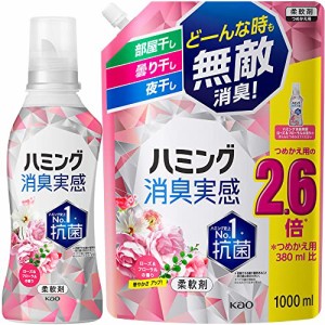 【まとめ買い】ハミング消臭実感 柔軟剤 部屋干し/曇り干し/夜干しどーんな時も無敵消臭！ ローズ＆フローラルの香り 本体・・・