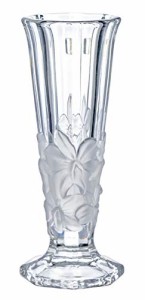 アデリア(ADERIA) 花器 クリア 約直径6.6(口径6.6)×高さ17.5cm クリスタル 蘭柄 一輪挿し F-70440