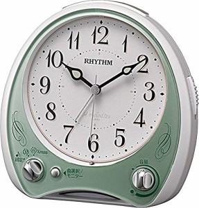 リズム(RHYTHM) 目覚まし時計 アナログ 連続秒針 38曲 メロディ アラーム 緑 13.6×13.5×7.9cm・・・