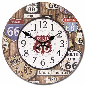 アメリカンウォールクロック 時計 34cm (ルート66 標識 A048) ロードサイン 壁掛け時計 ROUTE66 大・・・