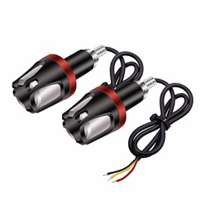 X-STYLE バイク ウィンカー led 2色 アンバー＋レッド ハンドルバー 埋込型 バーエンド グリップ バー l・・・