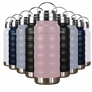 JINLING 魔法瓶 スポーツボトル 真空断熱 保冷保温 大容量 水筒 ステンレス鋼304 直飲み 0.6/1リットル・・・