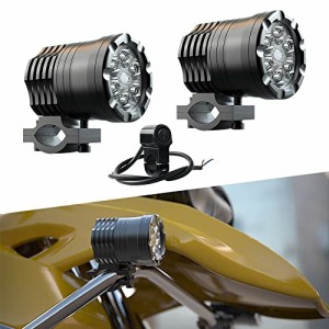 Catland バイク LED フォグランプ ヘッドライト 補助灯 作業灯 ワークライト 防水 スイッチ付き ホワイト ・・・