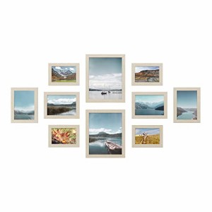 SONGMICS フォトフレーム 写真立て 10枚 卓上・縦＆横壁掛け兼用 シンプル 木製 色紙や写真(六つ切り/2L/・・・