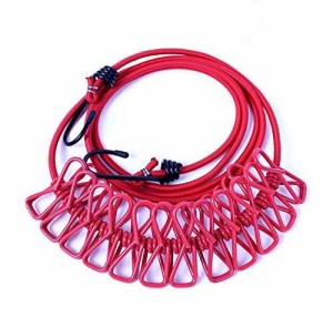 SZM 洗濯ロープ 便利な携帯 ハンガー ストップロープ ハンガー ピンチ付き物干しワイヤーロープ 旅行出張グッズ (赤)