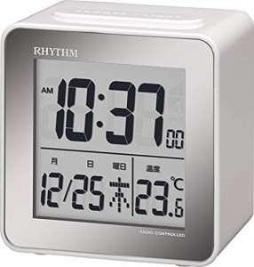 リズム(RHYTHM) 目覚まし時計 電波時計 デジタル 小さい かわいい 小型 ミニ キューブ タイプ 白 フィットウ・・・