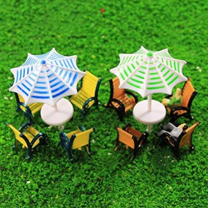 モデル パラソル 太陽傘 と椅子 模型 キット 2セット 1:150 庭園 箱庭 装飾 鉄道模型 建物模型 ジオラマ 教・・・