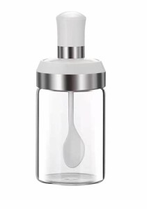 塩入れ砂糖入れ香辛料瓶調味料箱砂糖箱耐熱ガラス調味料容器 白色250ML-F