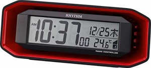 リズム(RHYTHM) 電波時計 目覚まし時計 大音量 電子音 アラーム デジタル レッド 7.2x18.3x6.4cm・・・