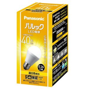 パナソニック パルック LED電球 口金直径26mm 電球40W形相当 温白色１個