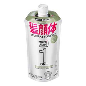 花王　メンズビオレ ONEオールインワン全身洗浄料 ハーバルグリーンの香り 詰替 ３４０ｍｌ