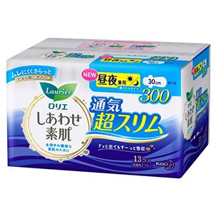 花王　ロリエ しあわせ素肌 通気超スリム昼夜兼用30cm羽つき１３個