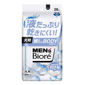 花王　メンズビオレ　顔もふけるボディシート　清潔感のある石けんの香り２８枚