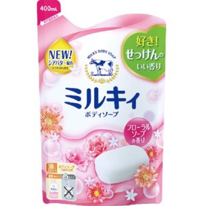 牛乳石鹸　ミルキィ　ボディソープ　リラックスフローラルの香り　詰替用　400ｍｌ