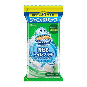 ジョンソン　スクラビングバブル 流せるトイレブラシ フローラルソープ付替ブラシ２４個