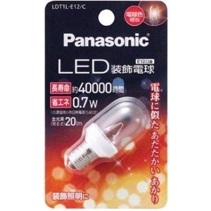 パナソニック LED電球 E12口金 クリア電球色 装飾電球形 T形 密閉形器具対応 LDT1LE12C　1個