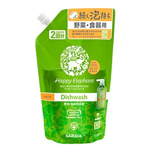 サラヤ ハッピーエレファント 野菜食器用洗剤 オレンジ＆ライムつめかえ５００ｍｌ