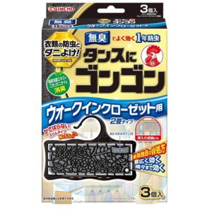 大日本除蟲菊　金鳥　タンスにゴンゴン ウォークインクローゼット用 １年防虫無臭 ３個入