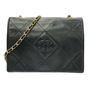 シャネル CHANEL ショルダーバッグ レディース ワイルドステッチ 黒 ゴールド金具/チェーンショルダー ラムスキン【中古】20240312