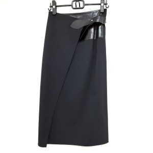 ルイヴィトン LOUIS VUITTON 巻きスカート サイズ34 S レディース 美品 - 黒 ロング/1部レザー【中古】20220305の