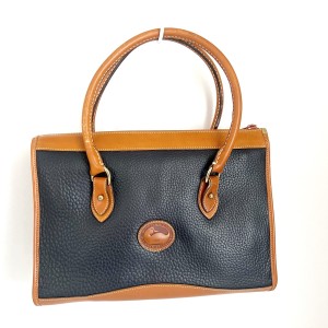 ドゥーニーアンドバーク DOONEY&BOURKE ハンドバッグ レディース - ダークネイビー×ブラウン レザー【中古】20240420