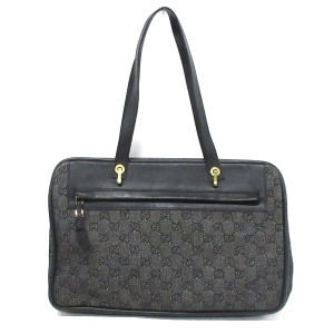 グッチ GUCCI ショルダーバッグ レディース GG柄 92730 黒 ジャガード×レザー【中古】20240304