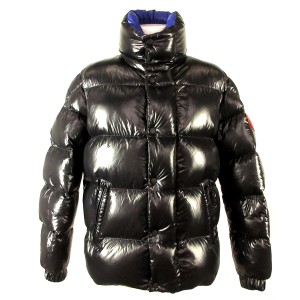 モンクレール MONCLER ダウンジャケット サイズ0 XS メンズ DERVOX 黒×レッド 冬 ダウン、ナイロン【中古】20240528