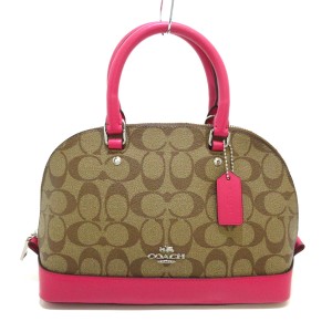 コーチ COACH ハンドバッグ レディース シグネチャー シエラ サッチェル F58295 ブラウン×ライトブラウン×ピンク【中古】20240503