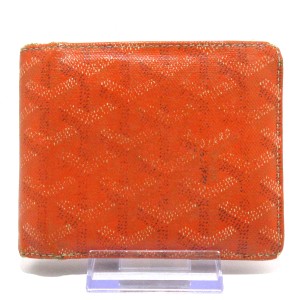 ゴヤール GOYARD 2つ折り財布 レディース - オレンジ×黒×アイボリー レザー【中古】20240615