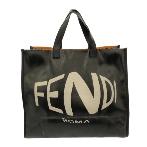 フェンディ FENDI トートバッグ レディース - 7VA390 黒×白 コーティングキャンバス【中古】20240606