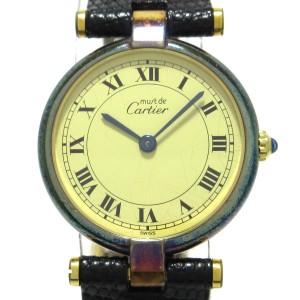 カルティエ Cartier 腕時計 マストヴァンドーム レディース 925/リザードベルト イエロー【中古】20240531