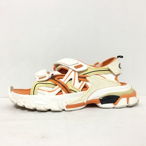 バレンシアガ BALENCIAGA サンダル 24 レディース トラック サンダル 617543 白×オレンジ 合皮×ラバー【中古】20240607