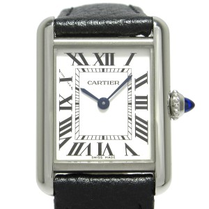 カルティエ Cartier 腕時計 マストタンクSM WSTA0042 レディース SS/革ベルト 白【中古】20240524