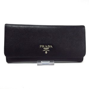 プラダ PRADA 長財布 レディース - 黒 サフィアーノレザー【中古】20240409