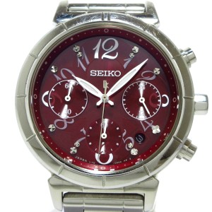 セイコー SEIKO 腕時計 ルキア V175-0CZ0 レディース クロノグラフ/20周年記念モデル ボルドー【中古】20240315