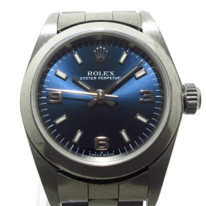 ロレックス ROLEX 腕時計 オイスターパーペチュアル 76080 レディース SS/10コマ ブルー【中古】20240513