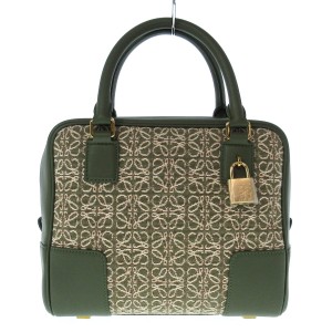 ロエベ LOEWE ハンドバッグ レディース 美品 アマソナ19スクエア A039N10X02 ライトグリーン×ベージュ【中古】20240609