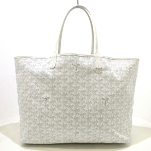 ゴヤール GOYARD トートバッグ レディース 美品 サンルイPM 白×グレー コーティングキャンバス×レザー 【中古】20240421